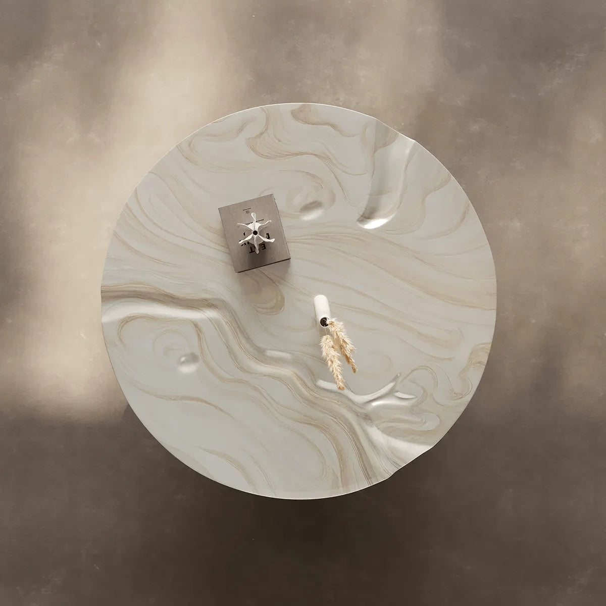 Hand-Painted Sculptural Coffee Table with Stone-Look Texture