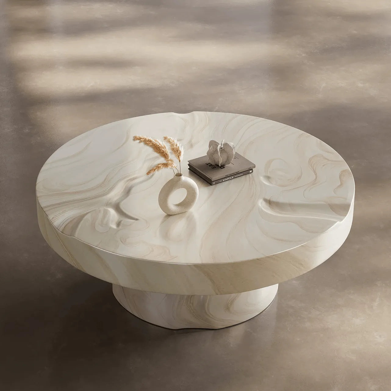 Hand-Painted Sculptural Coffee Table with Stone-Look Texture Image secondaire du produit