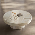 Hand-Painted Sculptural Coffee Table with Stone-Look Texture
