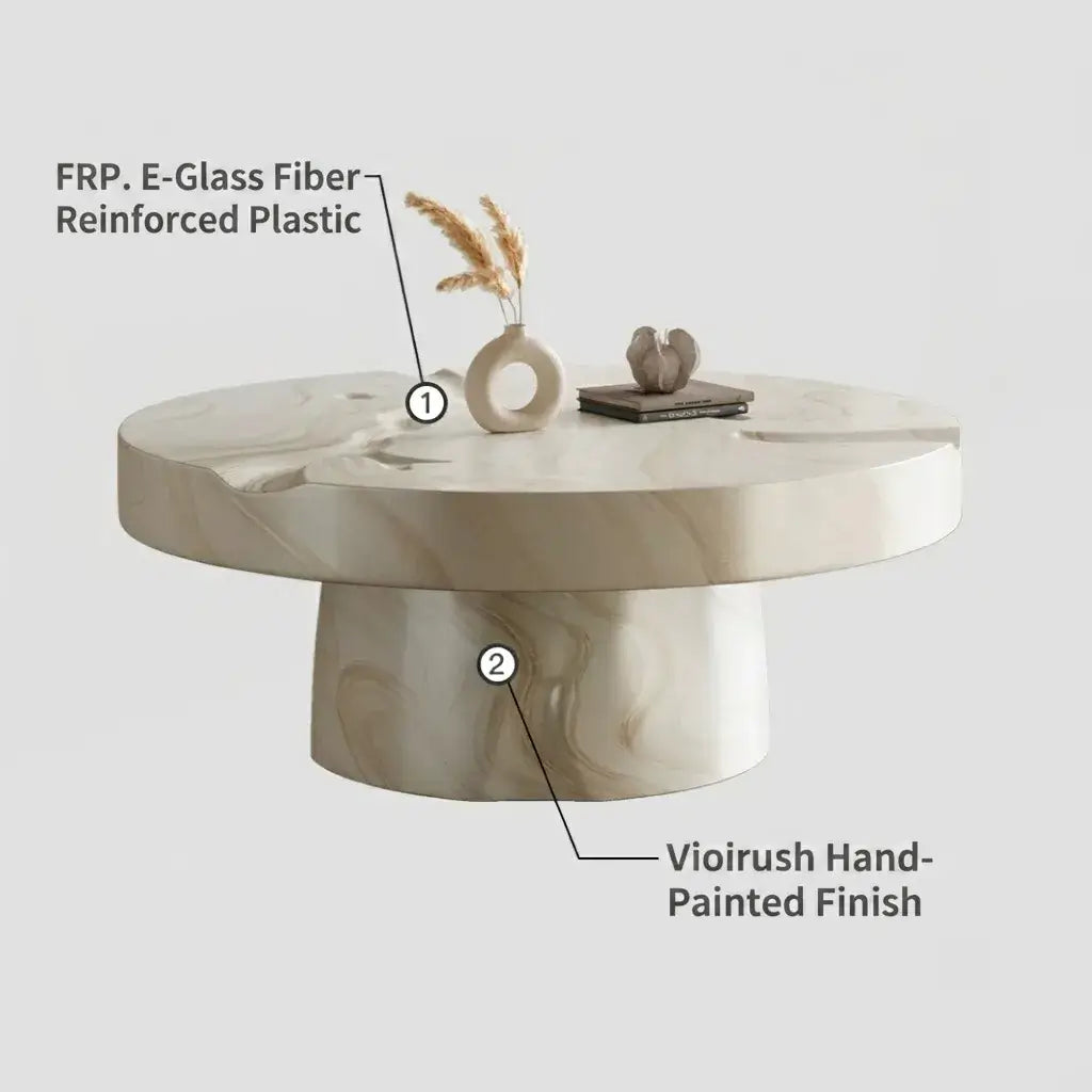 Hand-Painted Sculptural Coffee Table with Stone-Look Texture