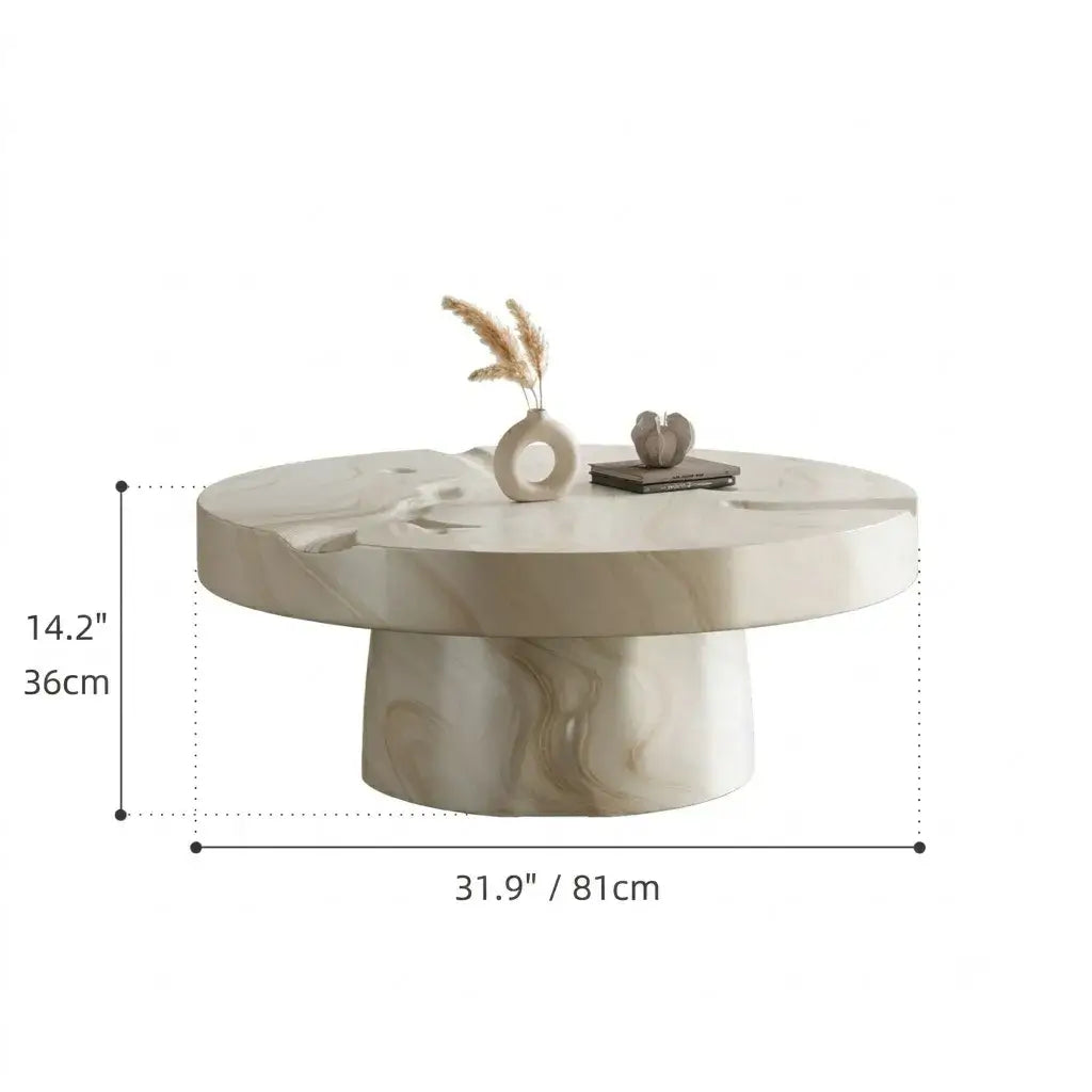Hand-Painted Sculptural Coffee Table with Stone-Look Texture Dimensions