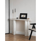 Handcrafted Mother of Pearl Coffee Table Console with Sculptural Twin Columns