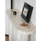 Handcrafted Mother of Pearl Coffee Table Console with Sculptural Twin Columns