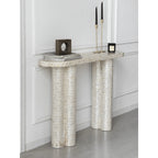 Handcrafted Mother of Pearl Coffee Table Console with Sculptural Twin Columns Main Product Image