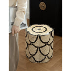 Handcrafted Mother of Pearl Side Table, Petal Top Art Accent