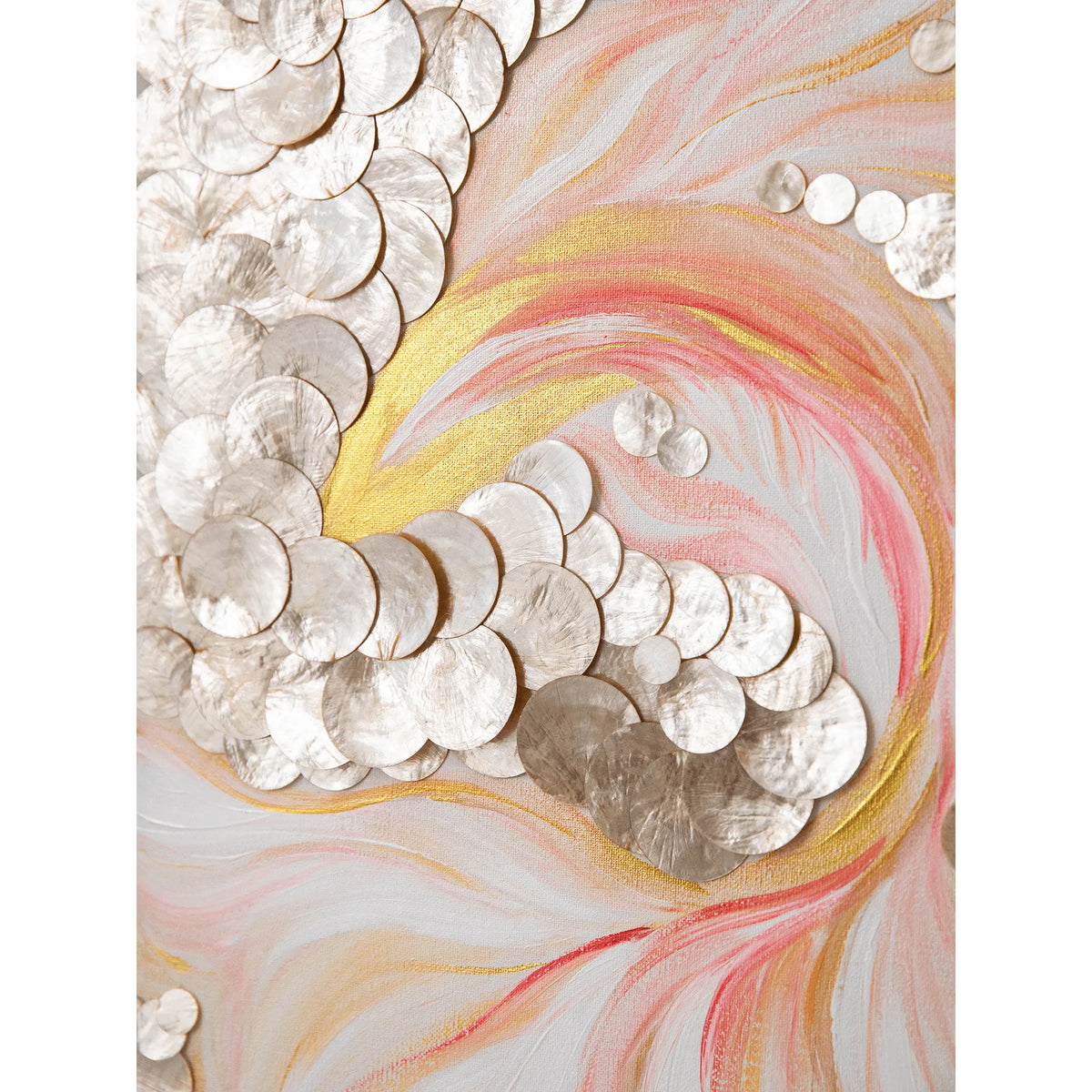 Handcrafted Mother of Pearl Wall Art, Layered Koi Relief for Bright Entry and Living Spaces