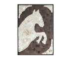 Handcrafted Mother of Pearl Wall Art, Sculpted Horse Relief for Entryway