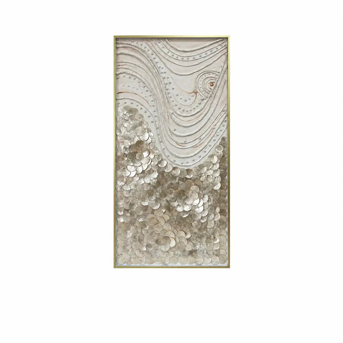 Handcrafted Mother of Pearl Wall Art Series with Gold Frame Relief