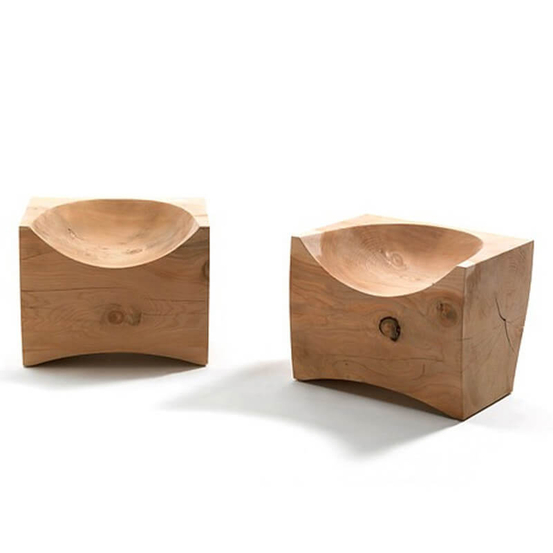 Handcrafted Natural Wood Bench With Elegant Curved Lines