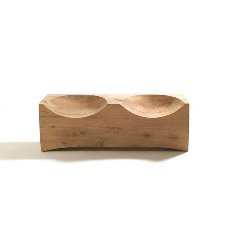 Handcrafted Natural Wood Bench With Elegant Curved Lines