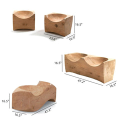 Handcrafted Natural Wood Bench With Elegant Curved Lines Dimensions