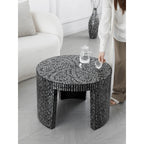 Handmade Mother of Pearl Coffee Table with Sculptural Round Base