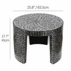 Handmade Mother of Pearl Coffee Table with Sculptural Round Base Dimensions