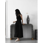 Handmade Mother of Pearl Console Table With Arched Silhouette and Gold-Tipped Base