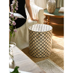 Handmade Mother of Pearl Side Table, Clover Shell Pedestal Accent