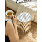 Handmade Mother of Pearl Side Table, Clover Shell Pedestal Accent