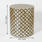 Handmade Mother of Pearl Side Table, Clover Shell Pedestal Accent Dimensions