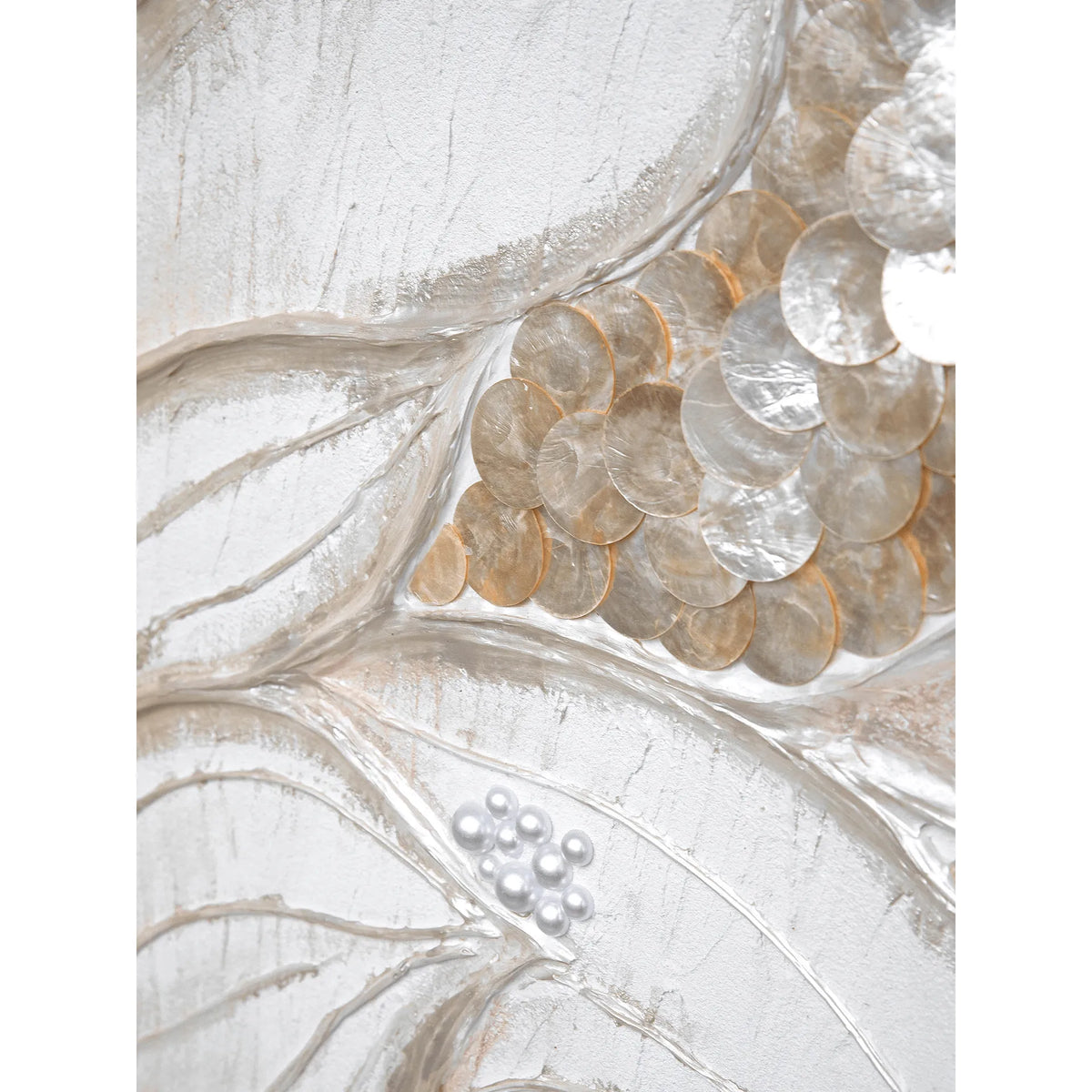 Handmade Mother of Pearl Wall Art Diptych with Lotus Relief and Soft Gold Glow