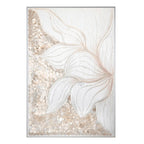 Handmade Mother of Pearl Wall Art Diptych with Lotus Relief and Soft Gold Glow