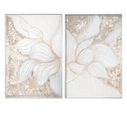 Handmade Mother of Pearl Wall Art Diptych with Lotus Relief and Soft Gold Glow