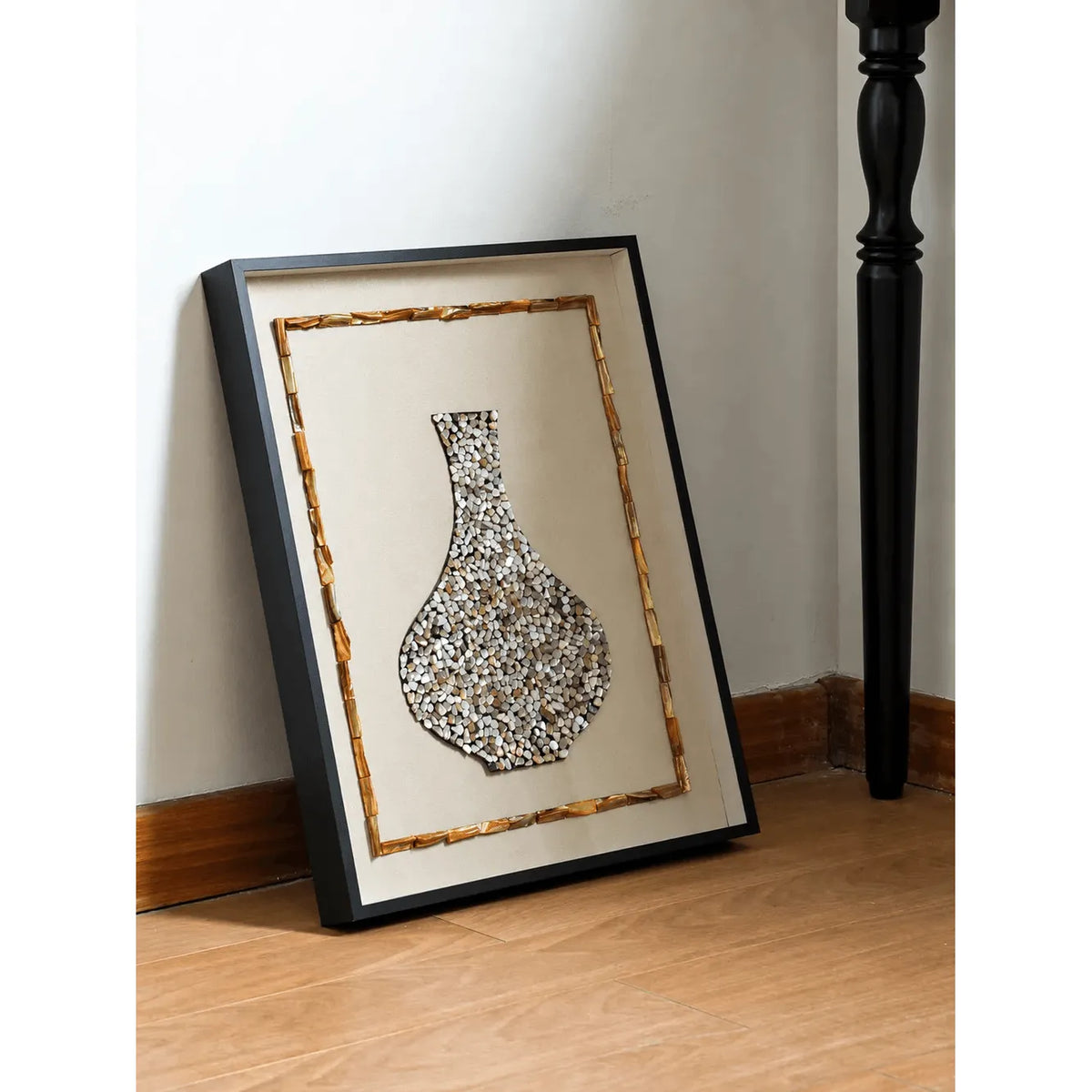 Handmade Mother of Pearl Wall Art Triptych with Sculptural Shell Texture