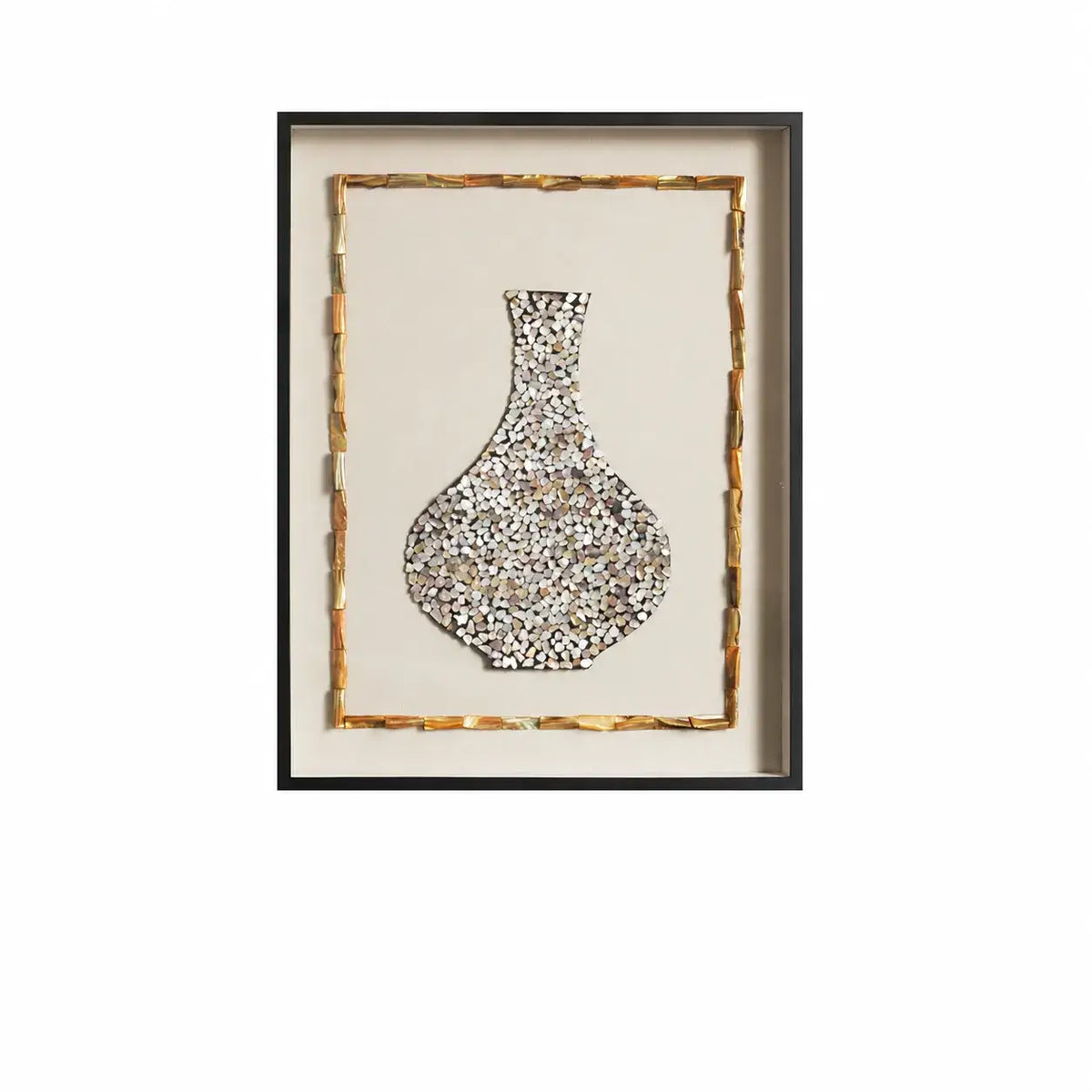 Handmade Mother of Pearl Wall Art Triptych with Sculptural Shell Texture