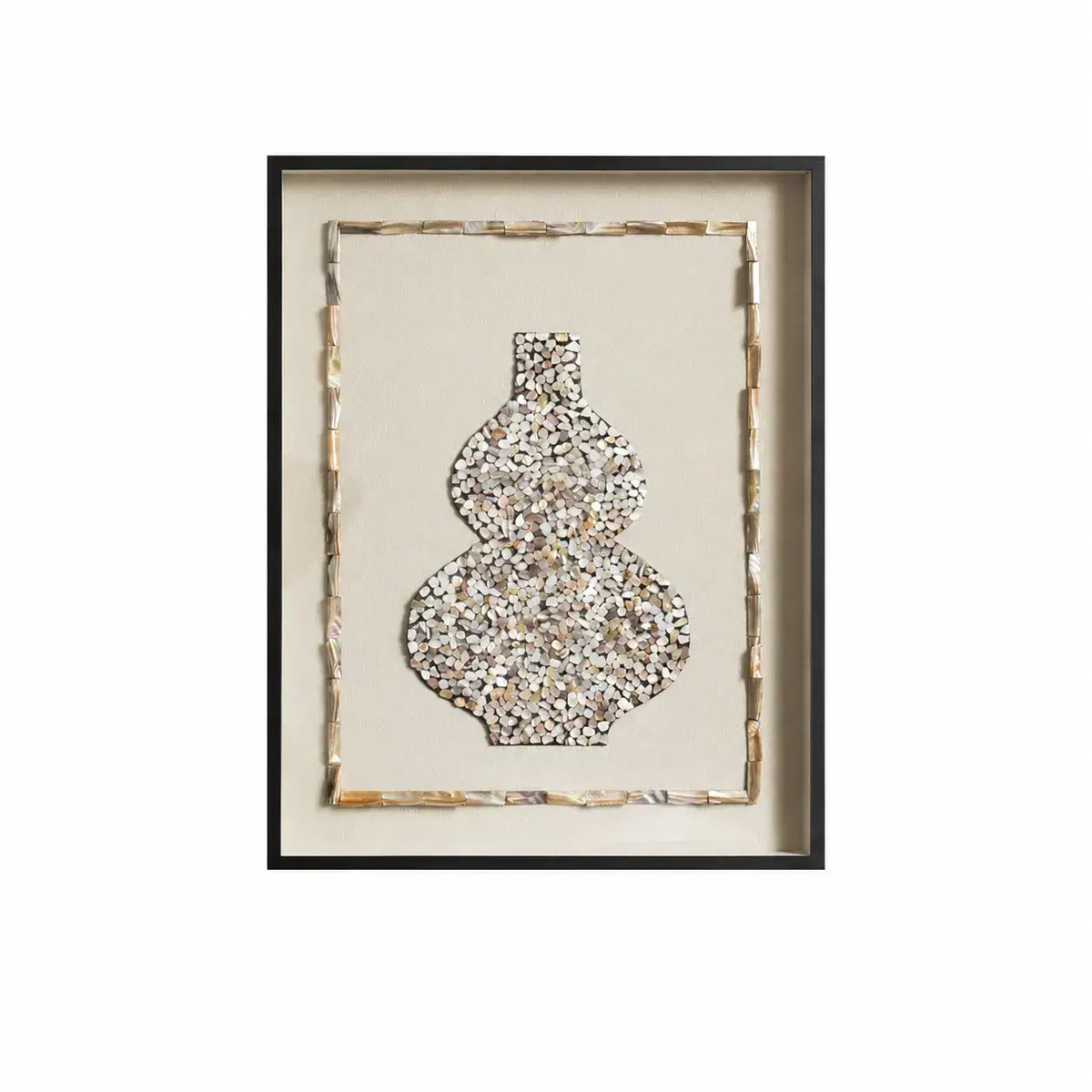 Handmade Mother of Pearl Wall Art Triptych with Sculptural Shell Texture