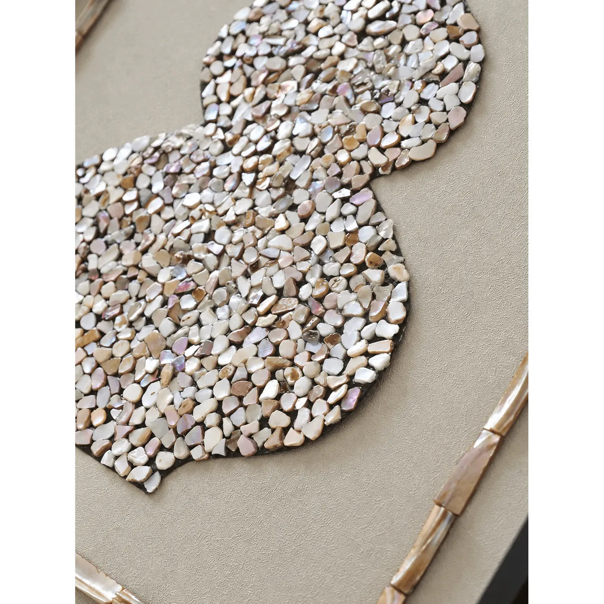 Handmade Mother of Pearl Wall Art Triptych with Sculptural Shell Texture