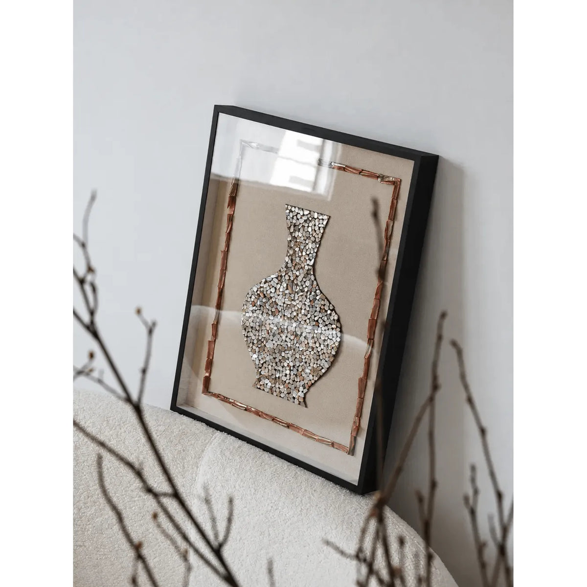 Handmade Mother of Pearl Wall Art Triptych with Sculptural Shell Texture