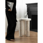 Handmade Sunburst Mother of Pearl Side Table with Sculptural Tripod Base