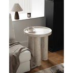 Handmade Sunburst Mother of Pearl Side Table with Sculptural Tripod Base