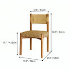 Handwoven Paper Rope & Solid Wood Vintage Dining Chair with Ergonomic Curve