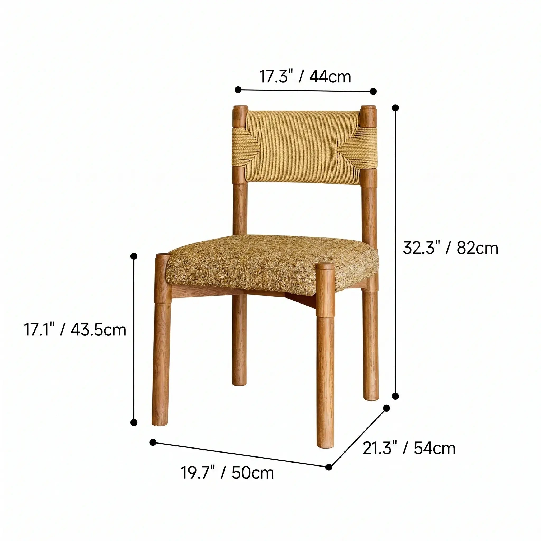 Handwoven Paper Rope & Solid Wood Vintage Dining Chair with Ergonomic Curve