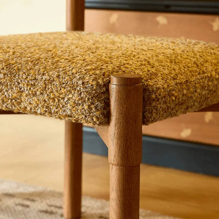 Handwoven Paper Rope & Solid Wood Vintage Dining Chair with Ergonomic Curve