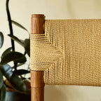Handwoven Paper Rope & Solid Wood Vintage Dining Chair with Ergonomic Curve