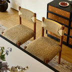 Handwoven Paper Rope & Solid Wood Vintage Dining Chair with Ergonomic Curve