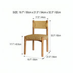 Handwoven Paper Rope & Solid Wood Vintage Dining Chair with Ergonomic Curve Dimensions