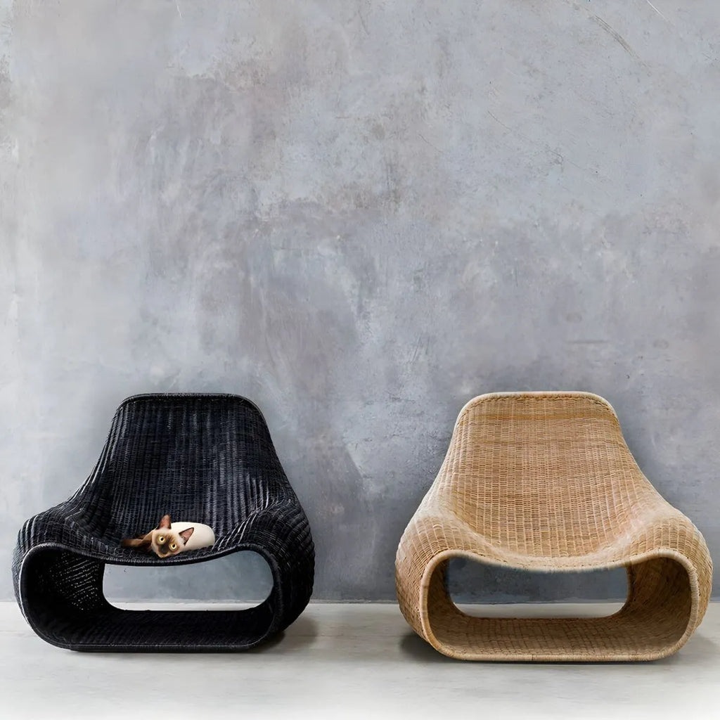 Handwoven Rattan Modern 1-Seater Sofa – Black & Natural Main Product Image