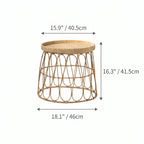 Handwoven Rattan Round Coffee Table with Sculptural X-Base and Rounded Safety Edges Dimensions