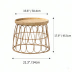 Handwoven Rattan Round Coffee Table with Sculptural X-Base and Rounded Safety Edges Dimensions