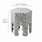 Hexagonal Mother of Pearl Side Table with Leaf Inlay and Openwork Base Dimensions