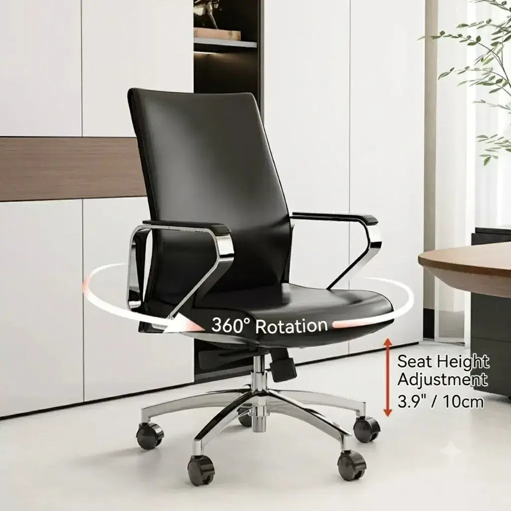 High-Back Ergonomic Office Chair with Metal Armrests and Silent Casters