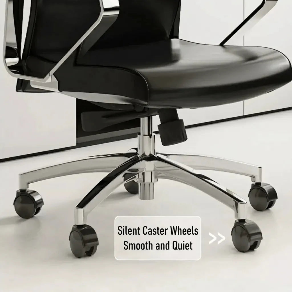 High-Back Ergonomic Office Chair with Metal Armrests and Silent Casters