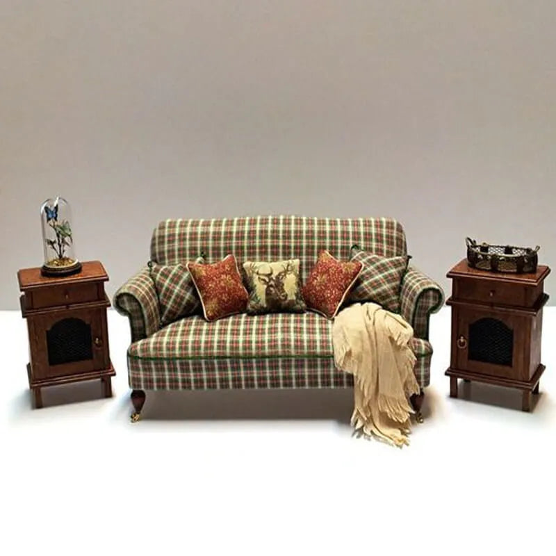 High-Back Plaid Sofa Collection With Latex Comfort and Solid Wood Legs
