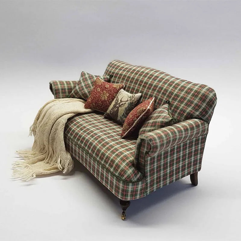 High-Back Plaid Sofa Collection With Latex Comfort and Solid Wood Legs Secondary image
