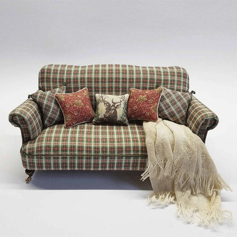 High-Back Plaid Sofa Collection With Latex Comfort and Solid Wood Legs Main Product Image