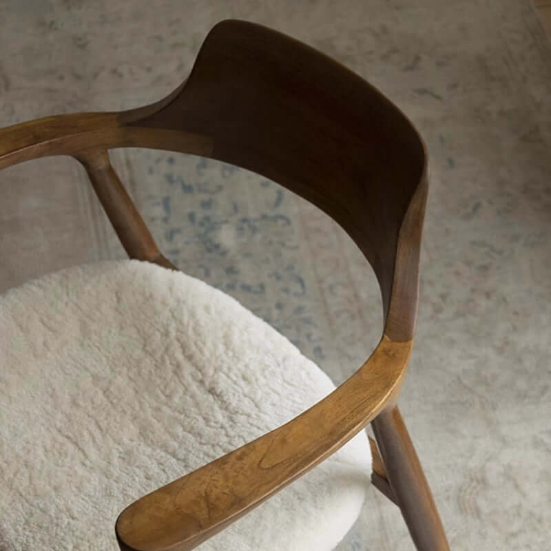 Hiroshima Nouveau Teak Armchair with Sherpa Fabric