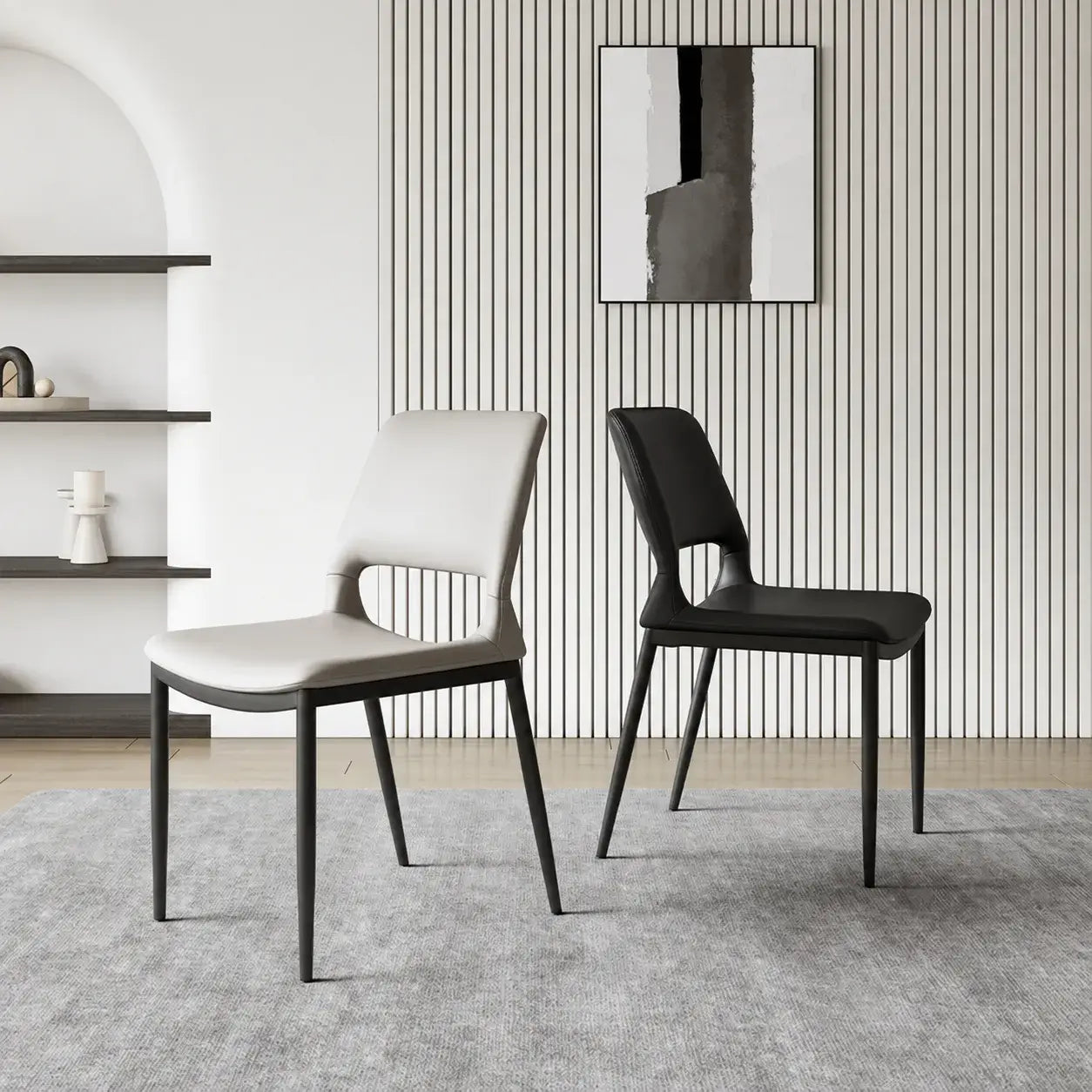 Hollow Back Dining Chair Series with Slim Metal Frame and Upholstered Comfort Secondary image
