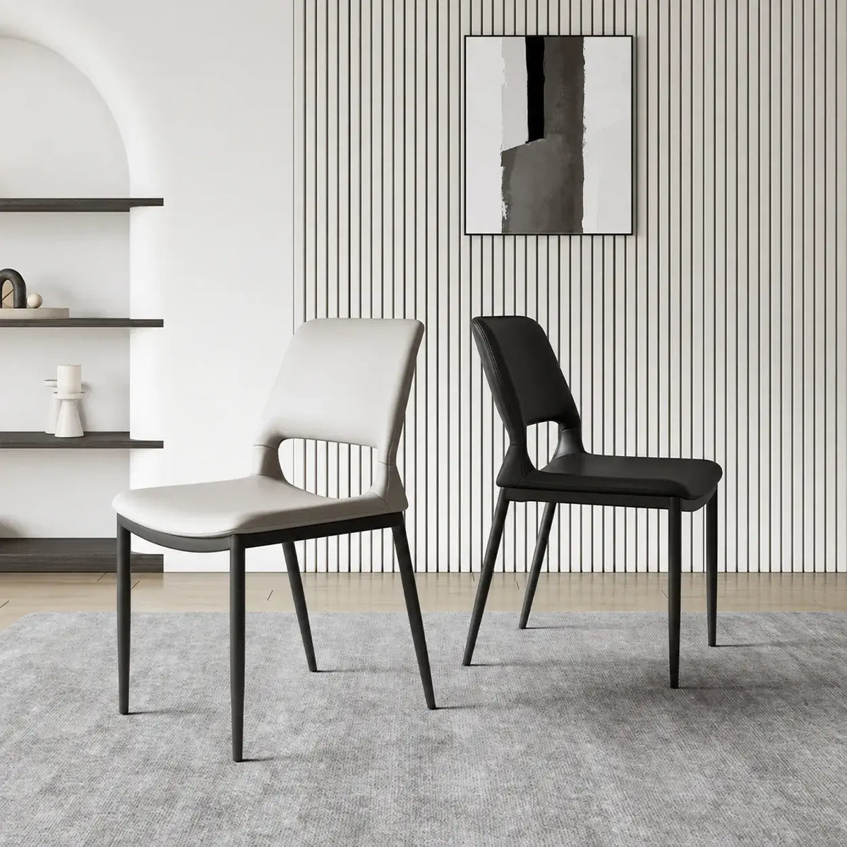 Hollow Back Dining Chair Series with Slim Metal Frame and Upholstered Comfort