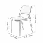 Hollow Back Dining Chair Series with Slim Metal Frame and Upholstered Comfort Dimensions